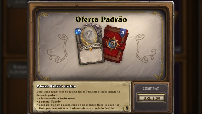 Oferta Padrão disponível na loja de Hearthstone: 5 pacotes e um card lendário!