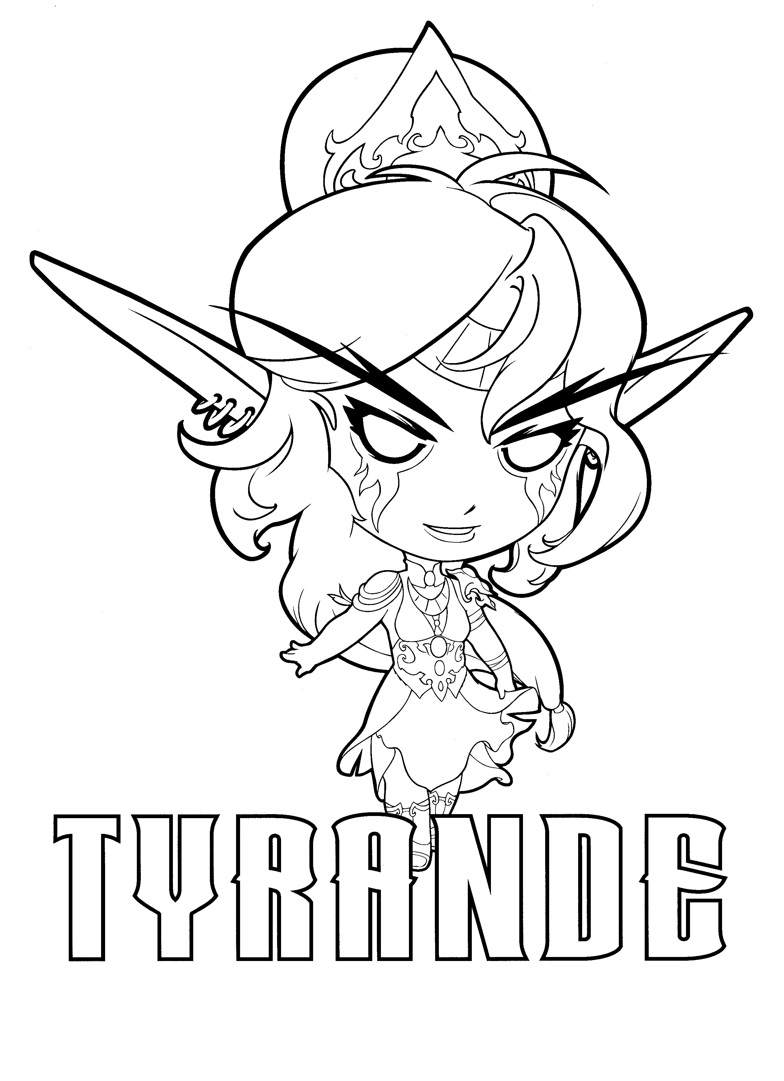 Desenho da Tyrande para colorir - World of Warcraft e Hearthstone